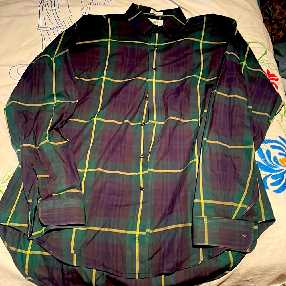 Saks fifth avenue mens button up shirt plaid
